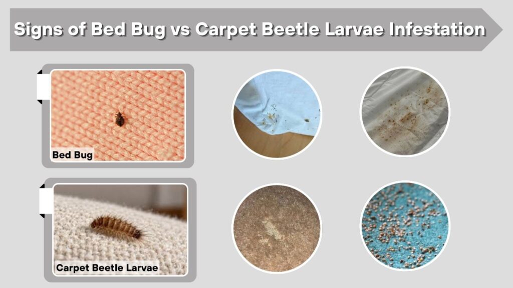 Signs of Bed Bug vs Carpet Beetle Larvae Infestation